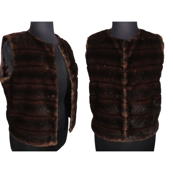 Catherine Stewart For Bellepointe Brown Faux Fur Vest Size Large - Picture 3 of 8